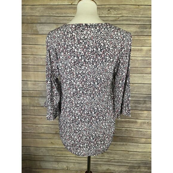 Rachel Roy Small Floral Blouse V Neck Ruffled Slv - Picture 5 of 10